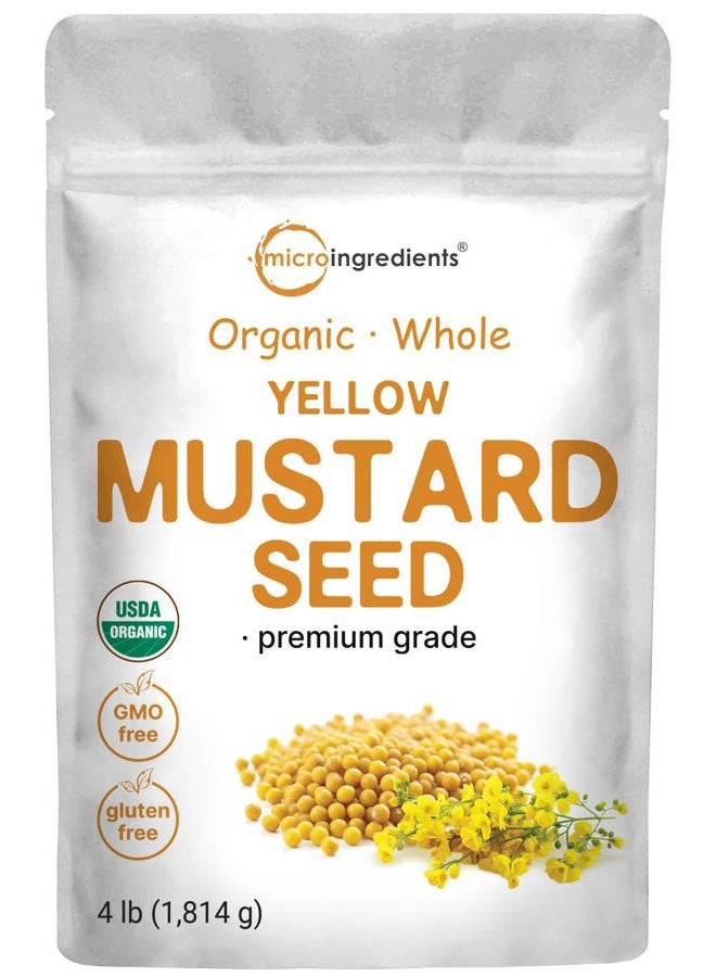 Micro Ingredients بذور الخردل الأصفر العضوي الكاملة، 4 رطل (64 أونصة) | بذور من الدرجة الممتازة | نكهة خردل خفيفة وطبيعية | رائعة للتخليل، خلطات التوابل والتتبيل | غير معدلة وراثيًا، إمدادات بالجملة - Image 1